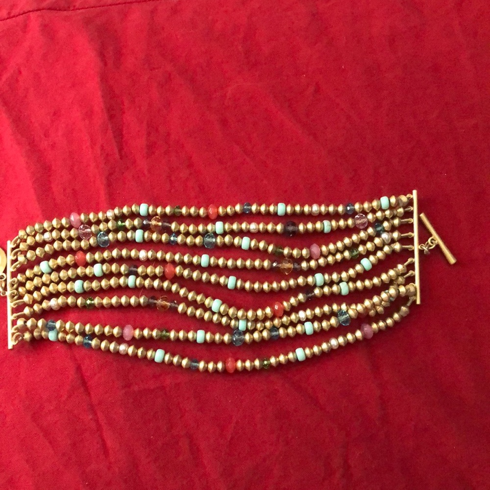 LAUREN RALPH LAUREN BRACELETW/GOLD+BLUE +RED BEADS - Picture 2 of 9
